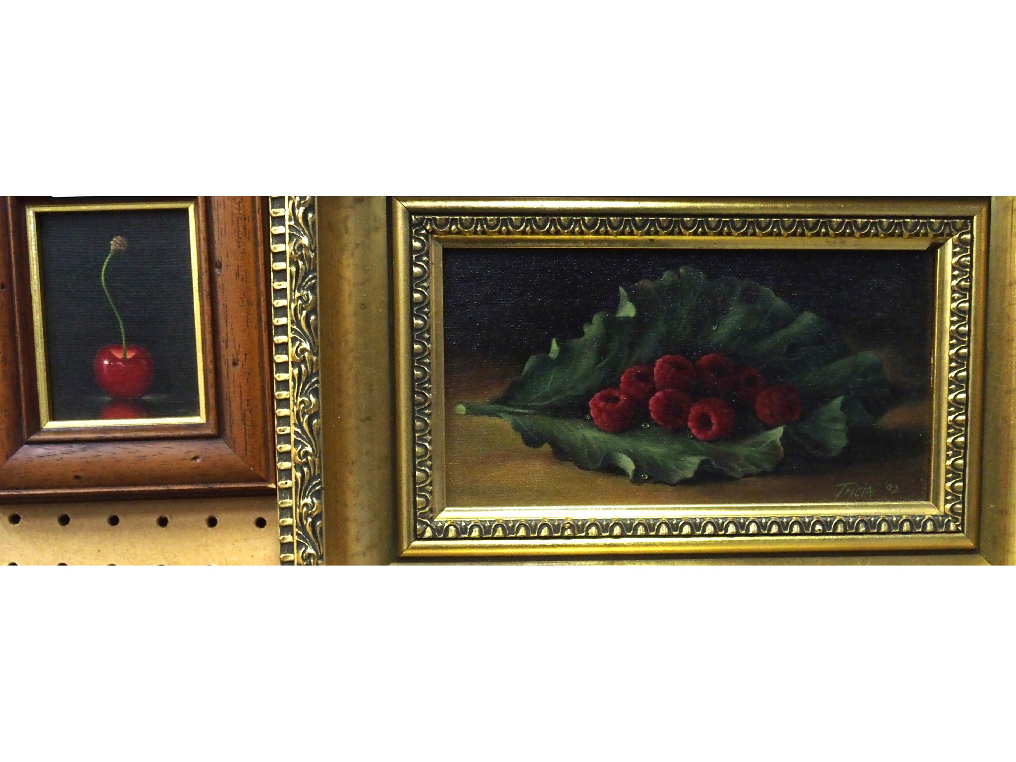 Appraisal: ENGLISH SCHOOL th Century Raspberries cherry one signed Tricia and