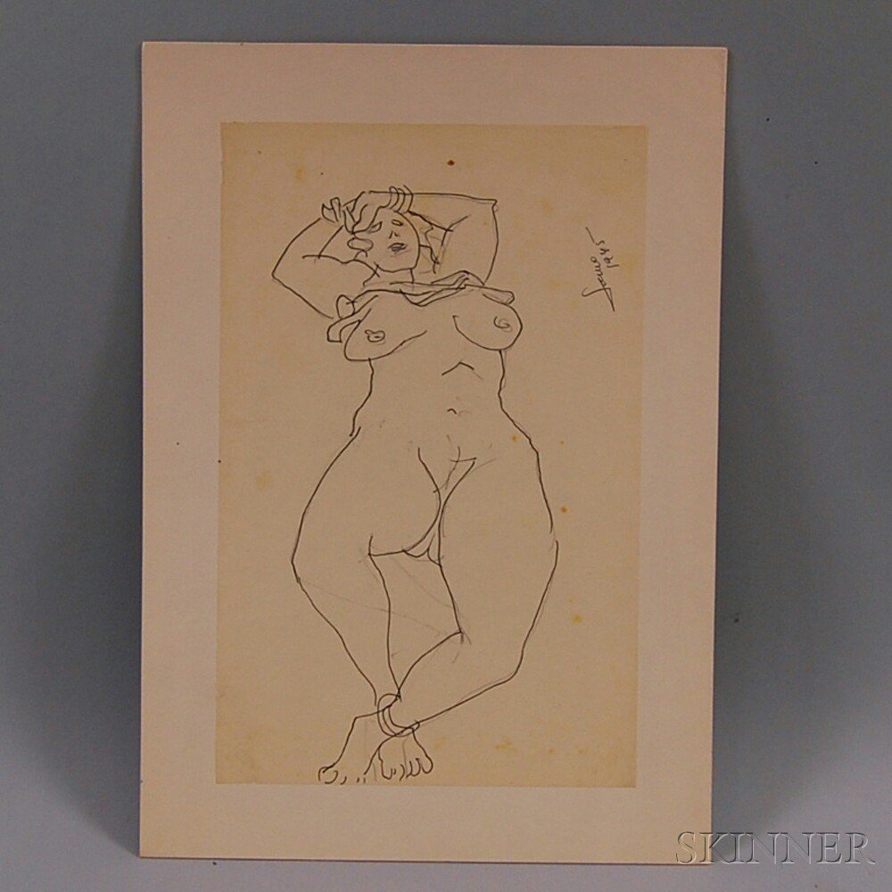 Appraisal: Marcel Janco Israeli - Reclining Nude Signed and dated Janco