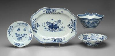 Appraisal: Four pieces Chinese blue and white porcelain export octagonal platter