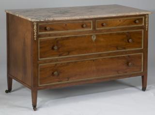 Appraisal: Early th c bronze mounted marble top commode w Early