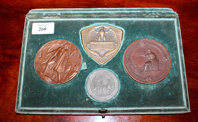 Appraisal: A CASED SET OF FOUR COMMEMORATIVE MEDALLIONS TO INCLUDE Columbian