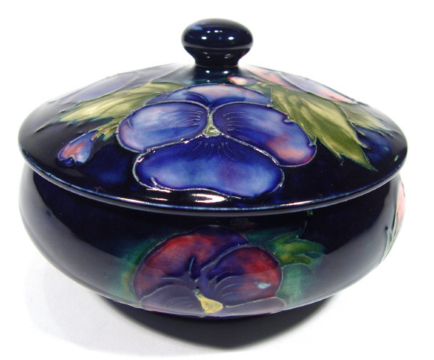 Appraisal: Circular Moorcroft pottery bowl and cover hand painted and tubelined