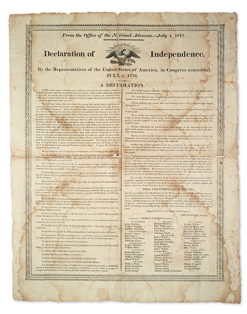 Appraisal: DECLARATION OF INDEPENDENCE From the Office of the National Advocate