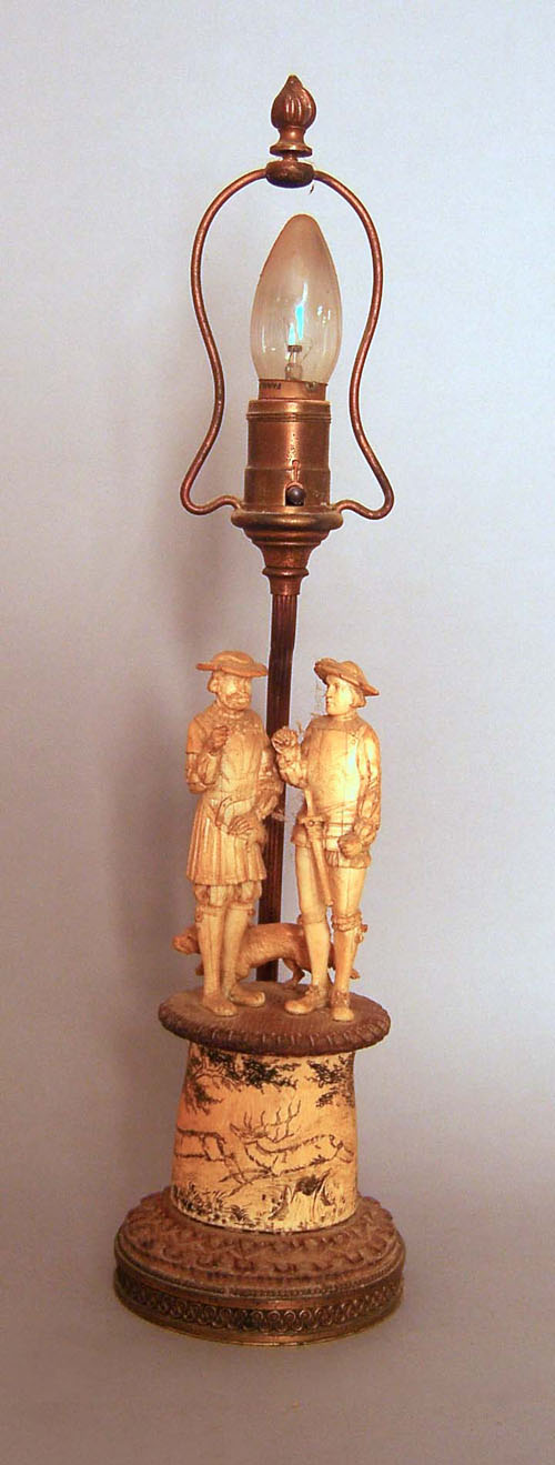 Appraisal: Carved bone table lamp th c h