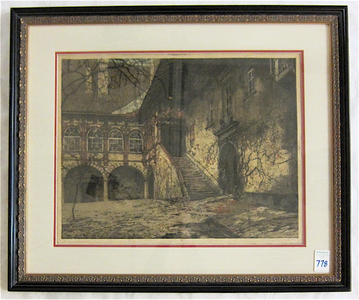 Appraisal: LUIGI KASIMIR ETCHING AND AQUATINT Austrian - Schallaburg Castle Image