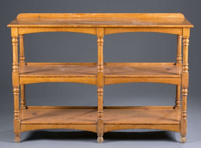 Appraisal: William Mary-Style Server Pine Block and turned supports Two open