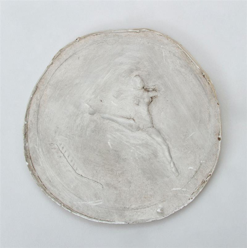 Appraisal: ROBERT GRAHAM - SPLAYED FIGURE RELIEF Plaster with grey wash