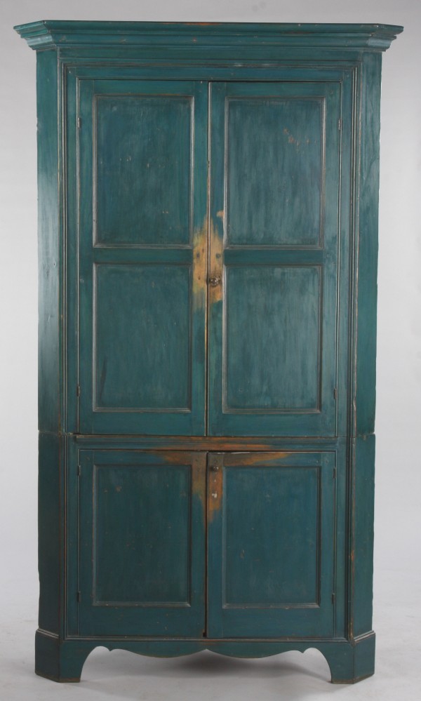 Appraisal: Blue-green paint over a soft wood case two panel door