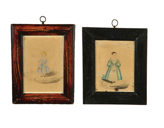 Appraisal: TWO WATERCOLOR PORTRAITS OF SISTERS Probably England watercolor on paper