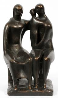 Appraisal: POTTERY PLASTER SCULPTURE H '' W '' MODERN BRONZE STONE