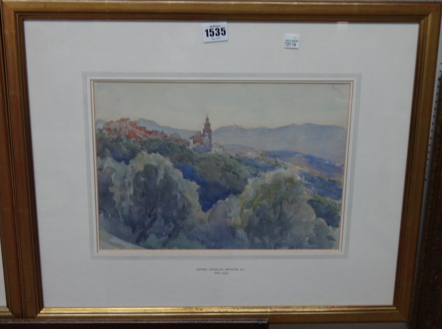 Appraisal: Heny Charles Brewer - Hillside town Extensive landscape a pair