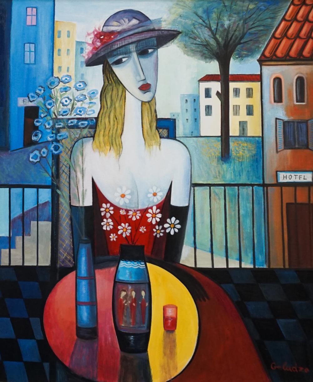 Appraisal: GELADZE FEMALE FIGURE IN CAFE OIL ON CANVAS FRAMED X