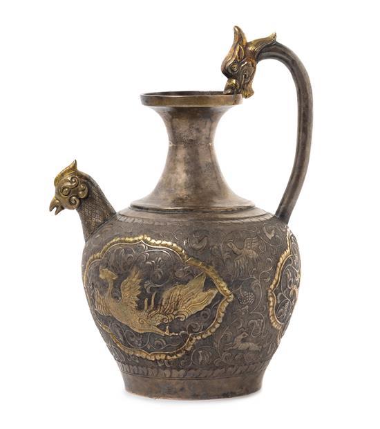 Appraisal: Sale Lot A Chinese Silver and Gilt Phoenix-Head Ewer tang