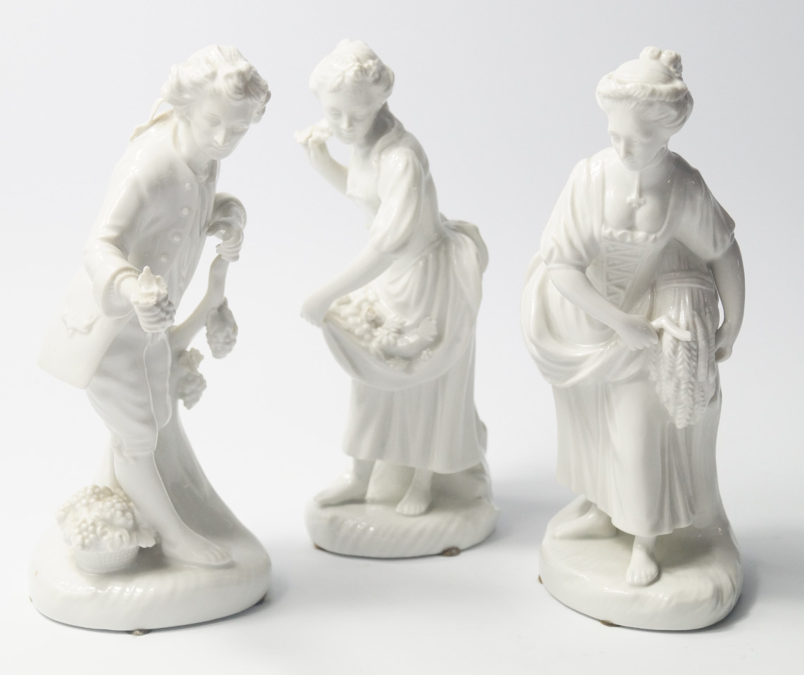 Appraisal: Three Furstenberg early thC white glaze porcelain figures modelled as