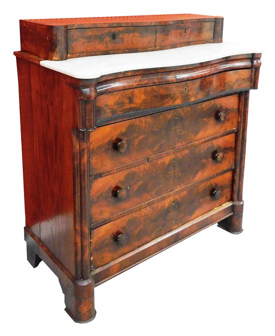 Appraisal: th C marble top chest two drawer stepback gallery serpentine