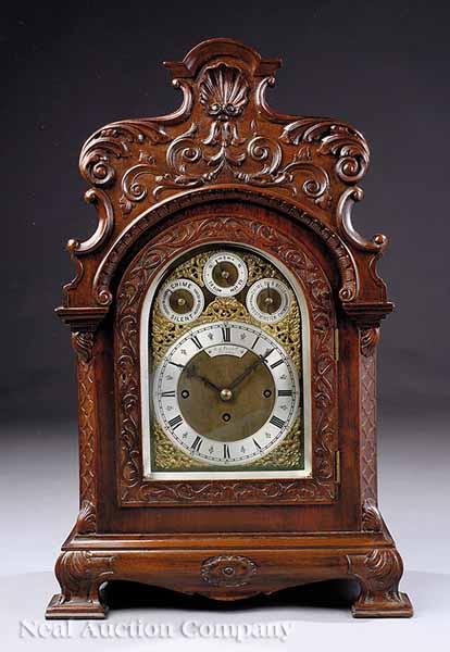 Appraisal: An Antique English Carved Mahogany Bracket Clock mid- th c