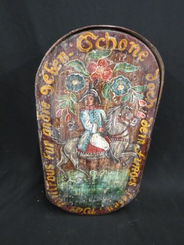 Appraisal: Handpainted Wooden Box oval soldier on horseback and writing on