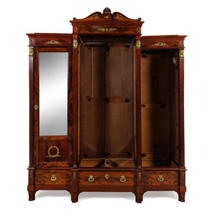 Appraisal: An Empire Style Gilt Metal Mounted Mahogany Breakfront Vitrine Cabinet