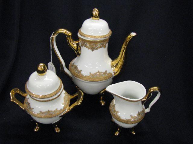 Appraisal: pc Porcelain Tea Set gold decorated teapot creamer sugar all