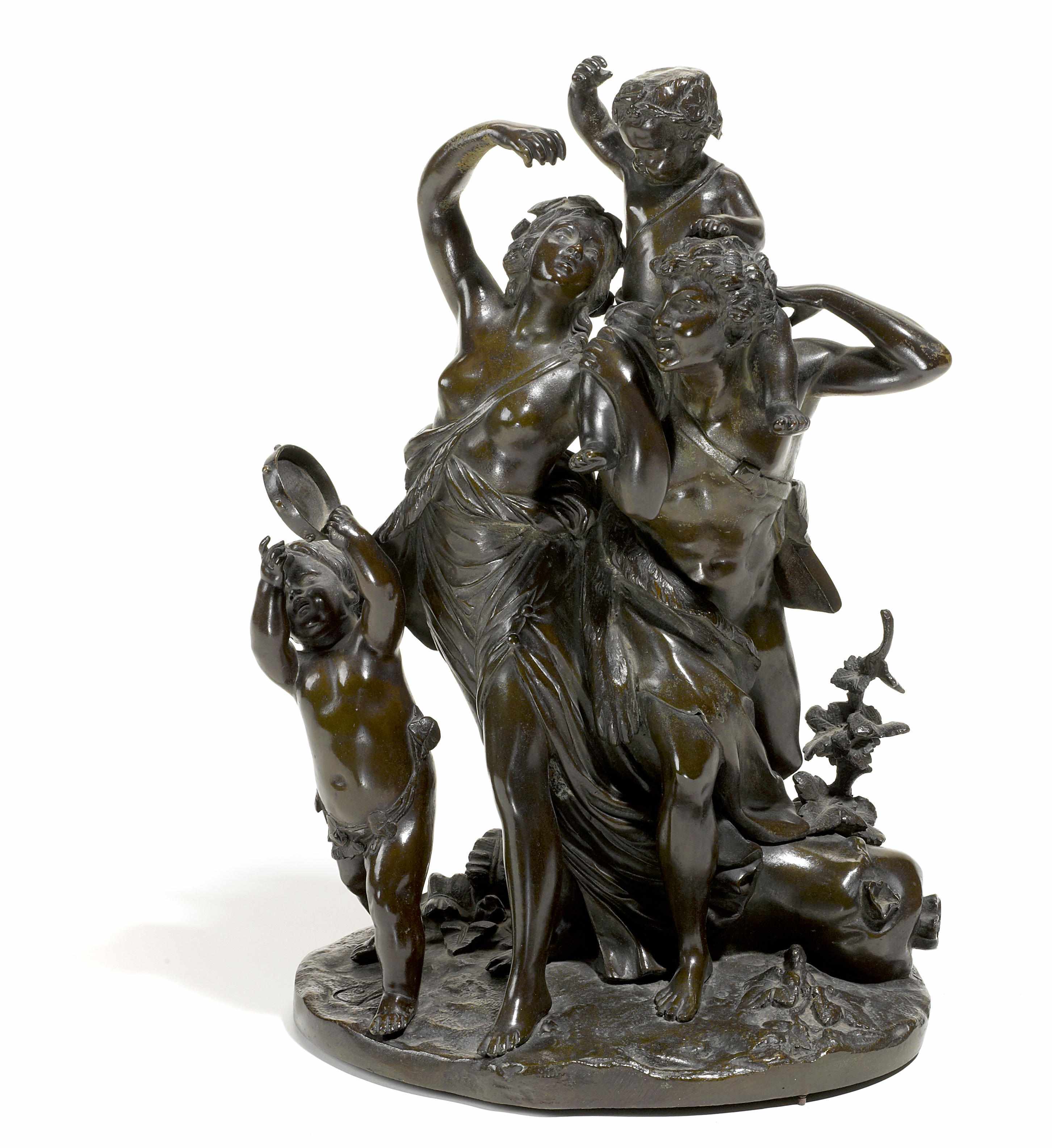 Appraisal: A French patinated bronze figural group after a model by