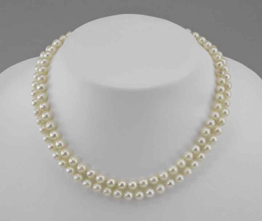 Appraisal: DOUBLE STRAND CULTURED PEARL NECKLACE Double strand of - mm