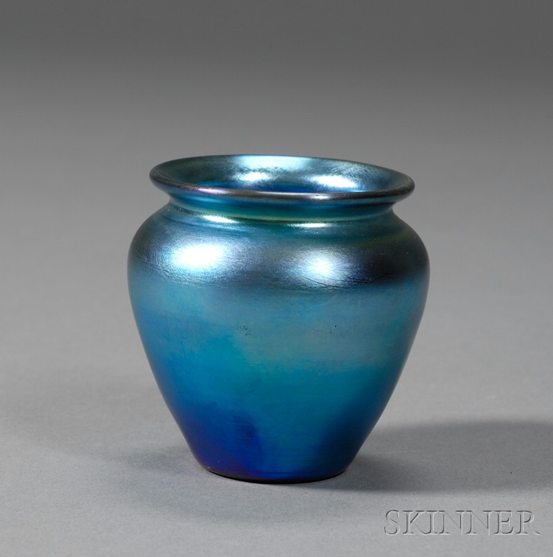 Appraisal: Steuben Blue Aurene Vase Art glass Corning New York early