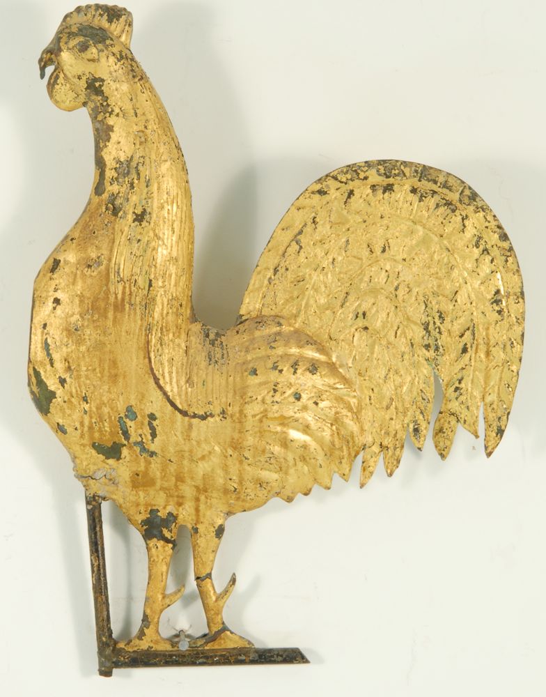 Appraisal: COPPER AND GILT ROOSTER-FORM WEATHER VANE th CenturyHeight