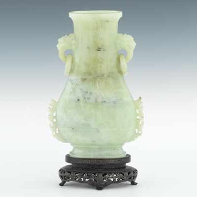 Appraisal: A Chinese Carved Hardstone Vase Carved hardstone of pale yellowish