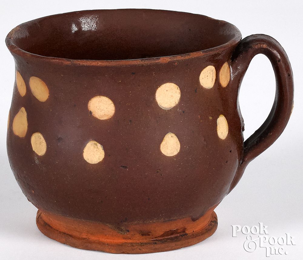 Appraisal: Redware mug th c Redware mug th c with yellow