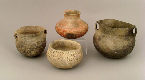 Appraisal: Four early Missouri and Arkansas Native American pottery bowls three