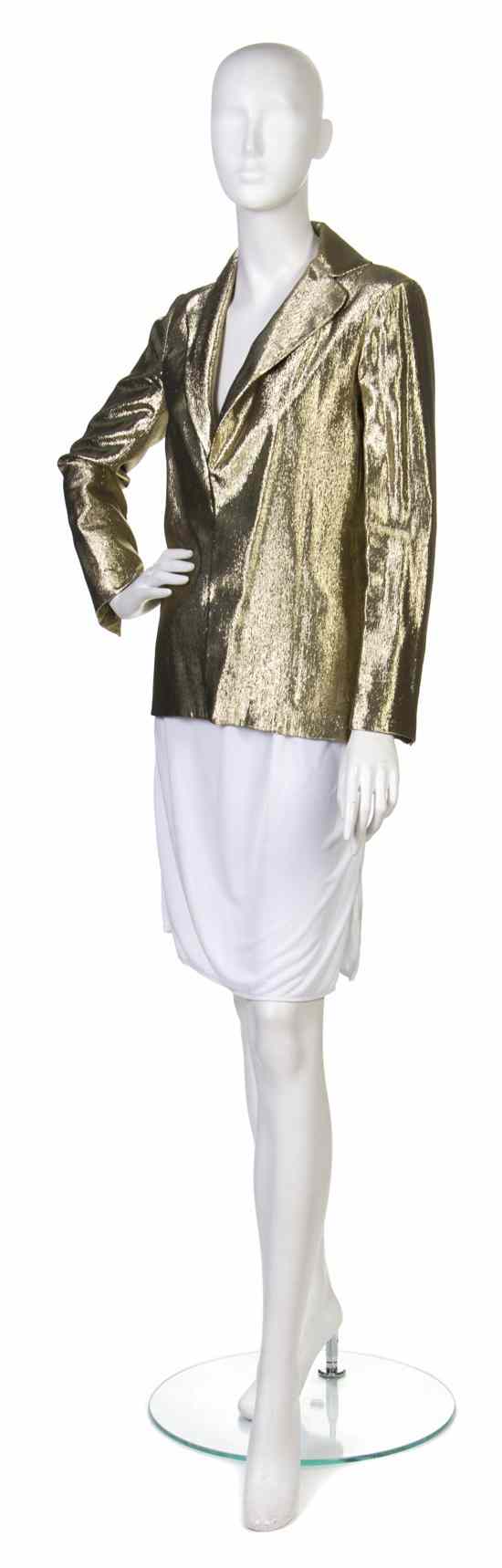 Appraisal: A Pauline Trigere Gold Lame Evening Jacket Labeled Pauline Trigere