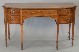 Appraisal: George III style mahogany inlaid sideboard having center drawer flanked