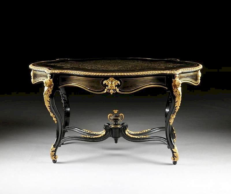 Appraisal: A NAPOLEON III GILT BRONZE MOUNTED AND INLAID TABLE DE