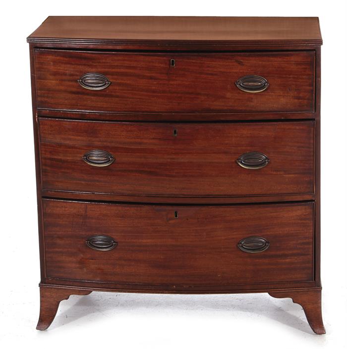 Appraisal: English mahogany diminutive bowfront chest of drawers circa H W