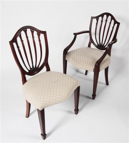 Appraisal: A set of eight Hepplewhite style mahogany dining chairs the