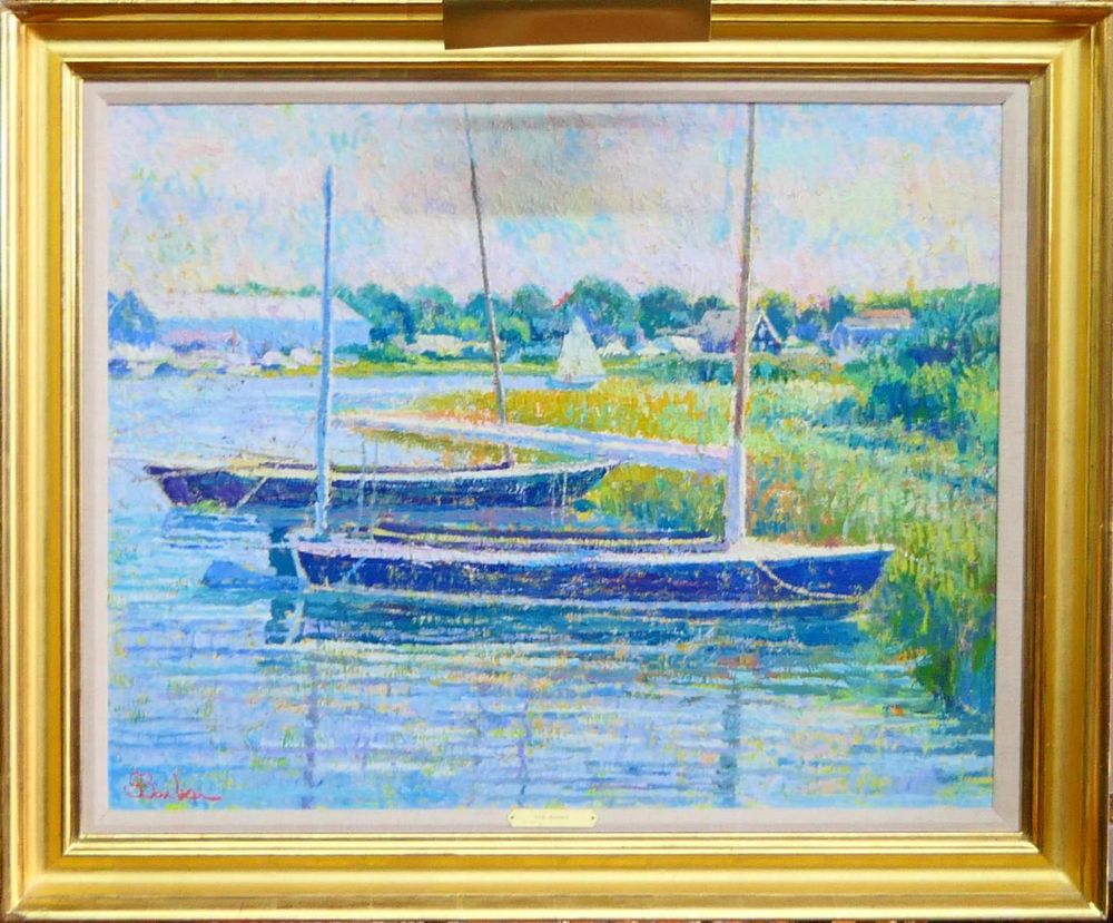 Appraisal: SAM BARBER USA b SAILBOATS OIL WALLY FINDLAY Sam Samir