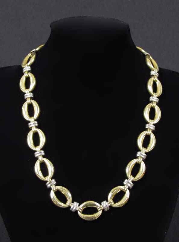 Appraisal: K LINK NECKLACE K yellow with white gold link necklace