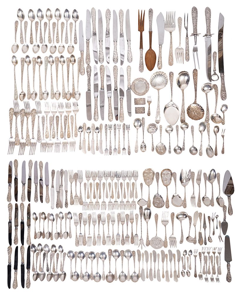 Appraisal: Pcs Stieff Kirk Repousse Sterling Flatware A blend of pieces