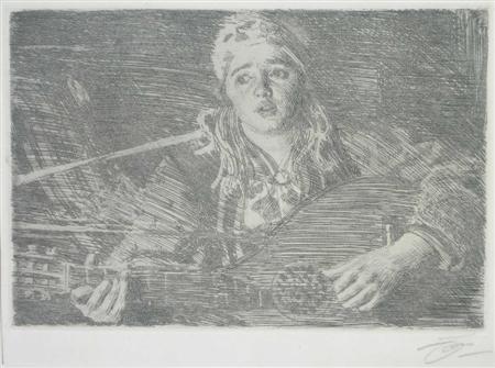 Appraisal: ANDERS LEONARD ZORN SWEDISH - OLS MARIA Etching signed cm