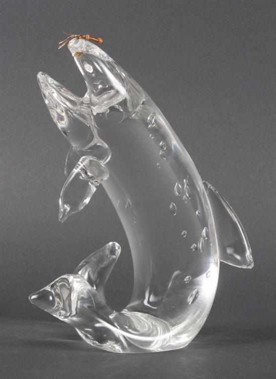 Appraisal: Steuben crystal trout figure by James Houston circa glass figure