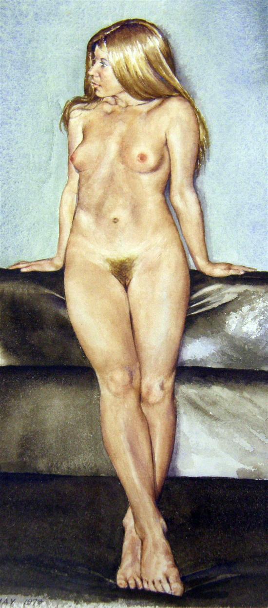 Appraisal: Wilfred G May watercolour of a female nude signed and