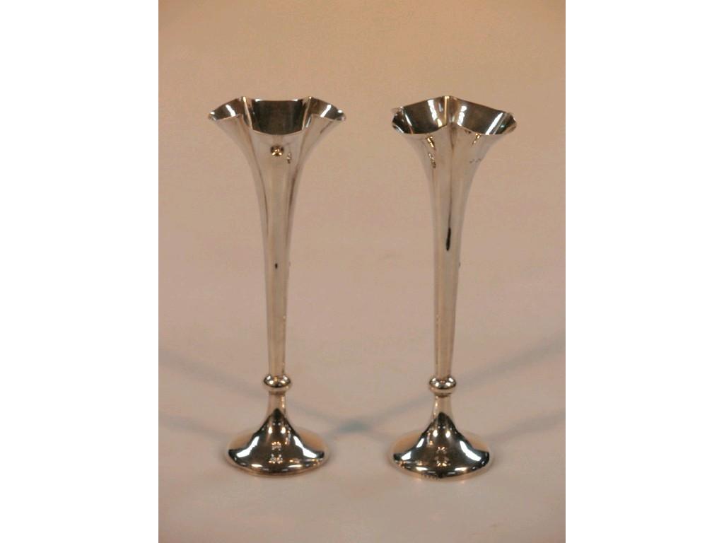 Appraisal: A pair of late Victorian silver specimen vases London the