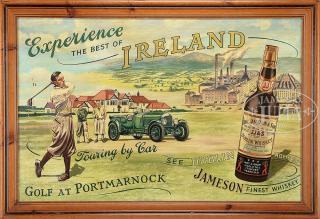 Appraisal: FRAMED PAINTING ADVERTISING SIGN FOR JOHN JAMESON SON DUBLIN WHISKEY