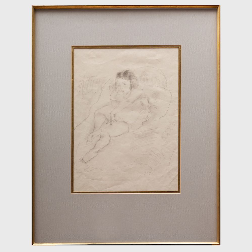 Appraisal: Jules Pascin - Jeune fille assise Pencil and charcoal on