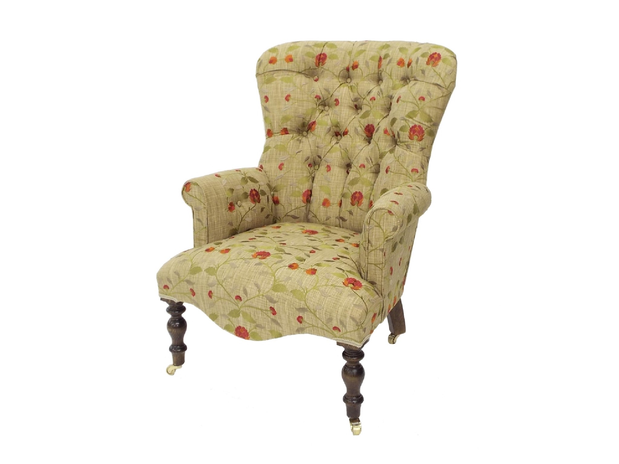 Appraisal: Laura Ashley' button back lounge chair with stitched scrolled floral