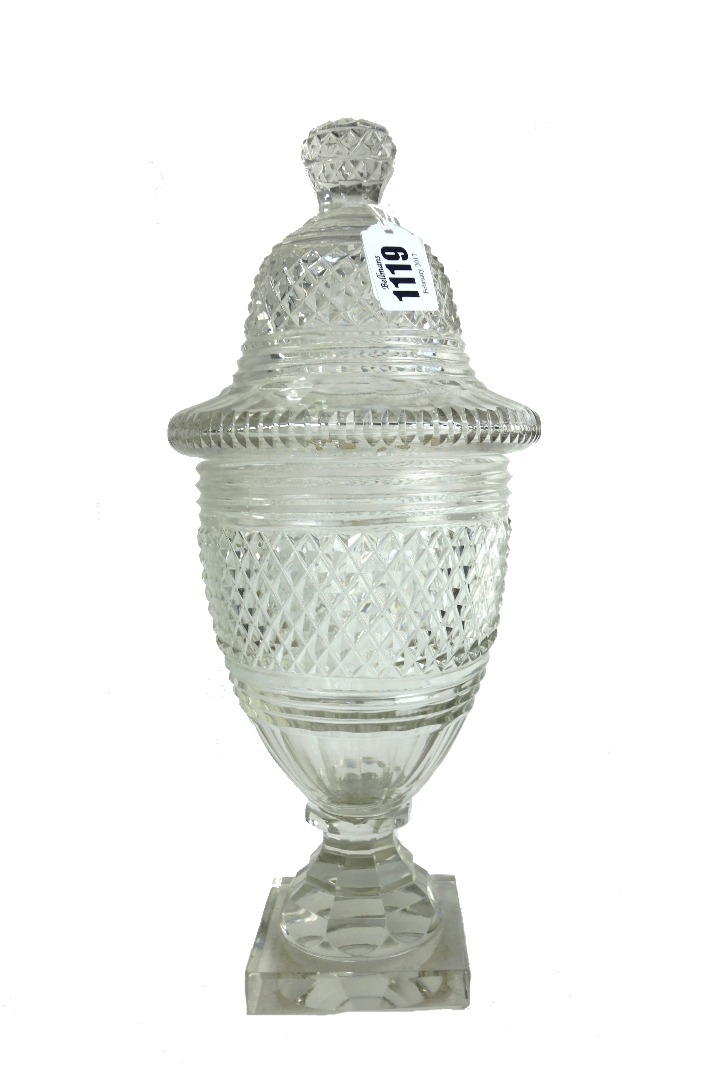 Appraisal: A hobnail cut glass bonboniere and cover th century a