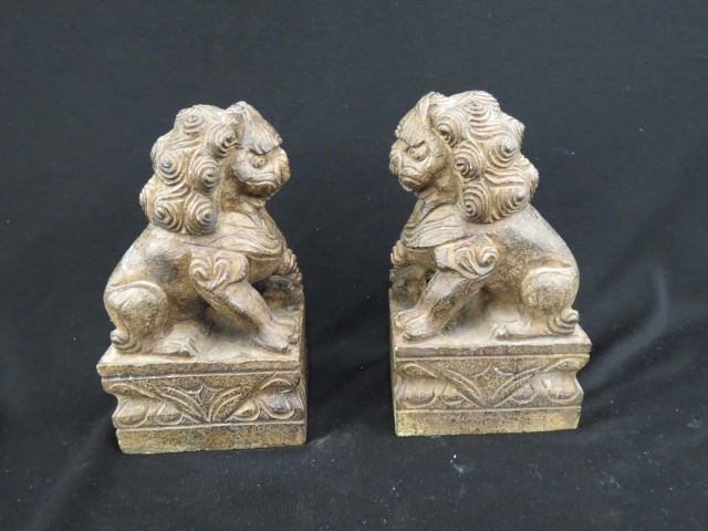 Appraisal: Pair of Chinese Carved Stone Foo Dogs tall