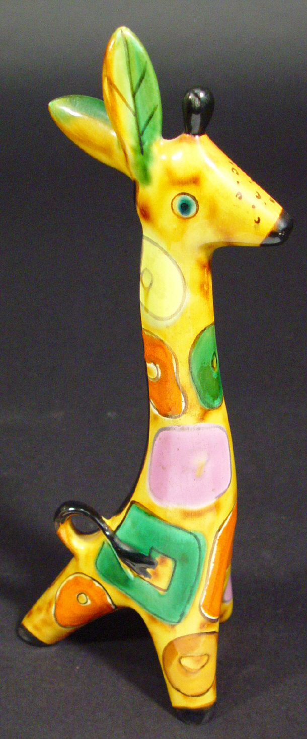 Appraisal: USSR giraffe with hand painted colourful spots cm high