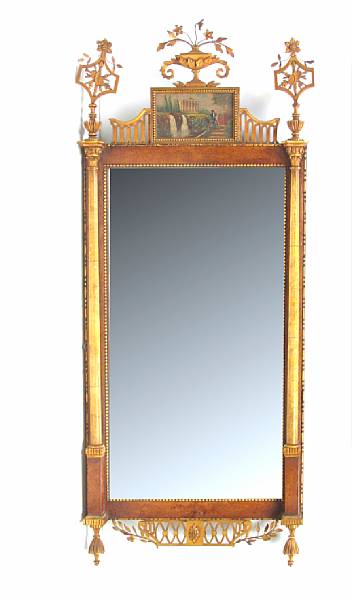 Appraisal: A Neoclassical style mirror with cartouche painting height in length