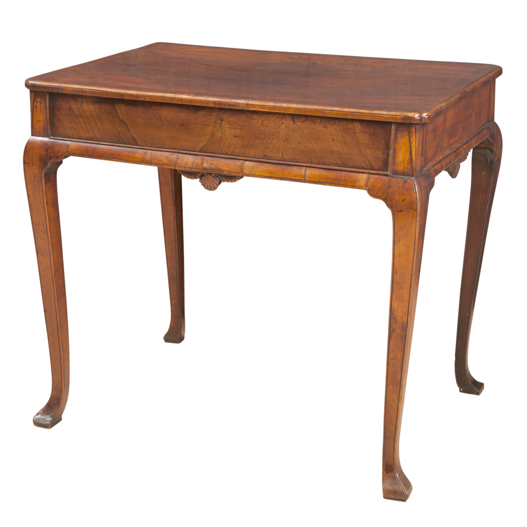 Appraisal: George I Inlaid Walnut Tea Table The crossbanded rectangular top